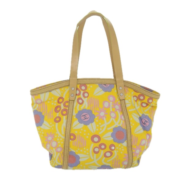 CHANEL Tote Bag Canvas Yellow CC Auth bs10328 - Picture 13 of 16